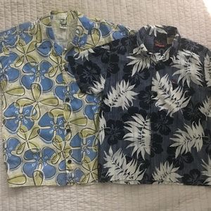 2 boys short sleeve Hawaiian style shirts